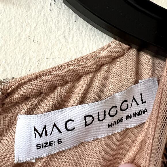 Mac Duggal Cocktail Dress Heavily Beaded brown midi dress size 6 C6 - Picture 10 of 11